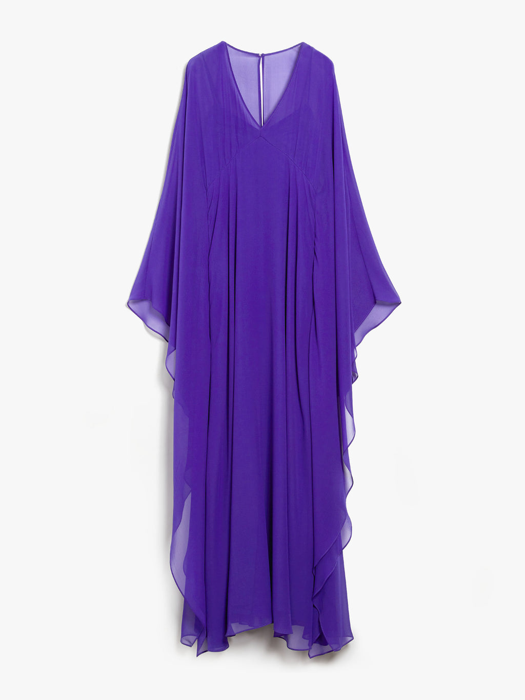 Long dress in georgette di seta viola