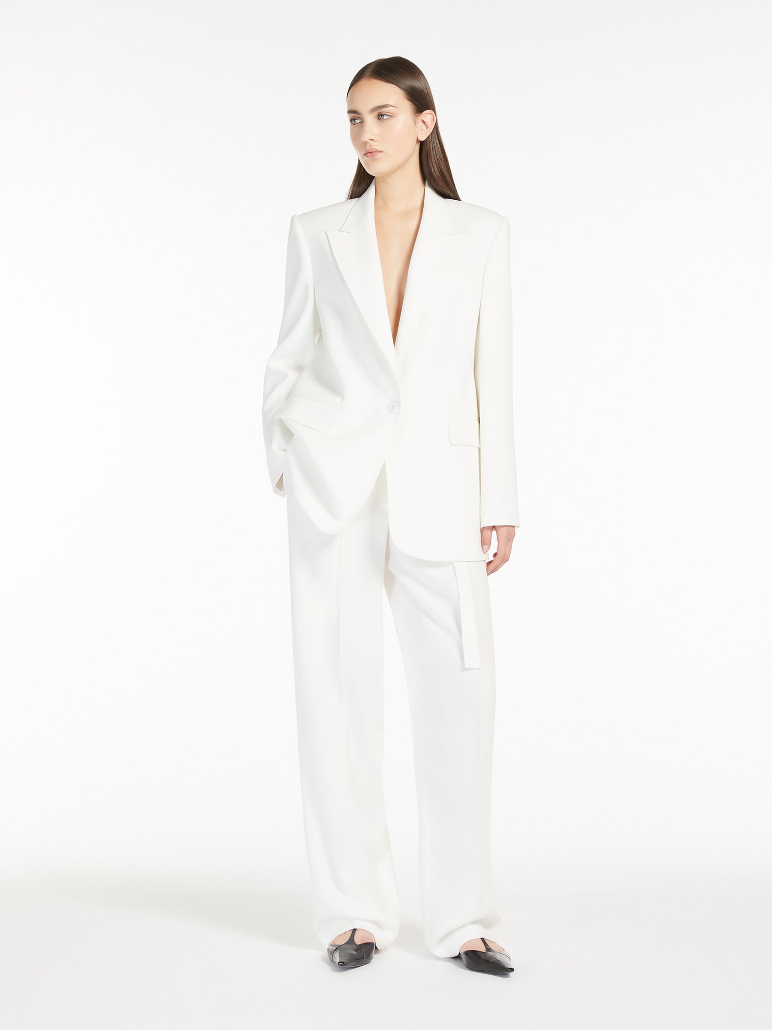 Blazer monopetto in cady bianco
