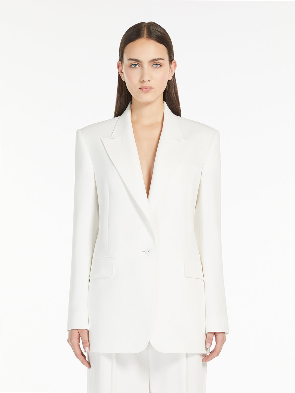 Blazer monopetto in cady bianco