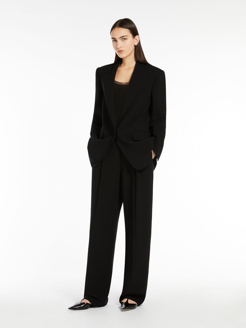 Blazer monopetto in cady nero
