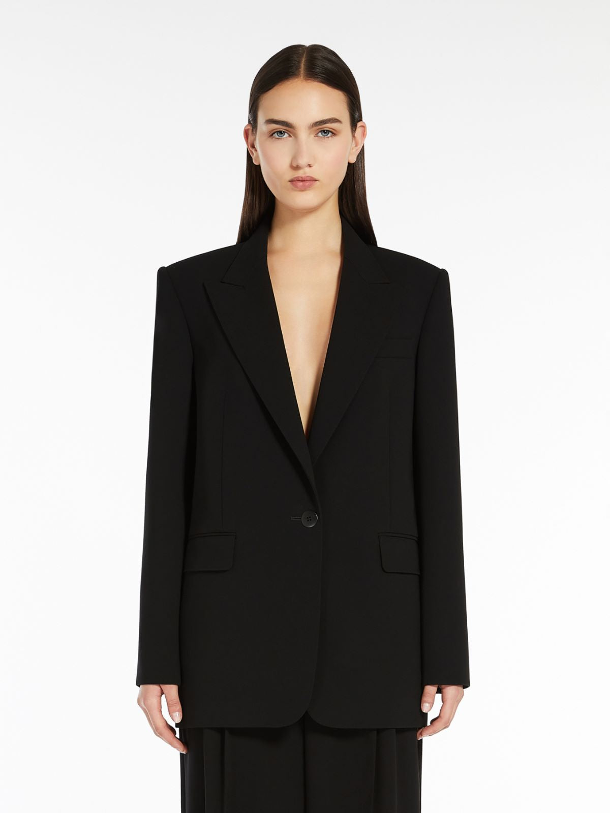 Blazer monopetto in cady nero