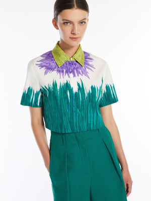Camicia crop in cotone stampato