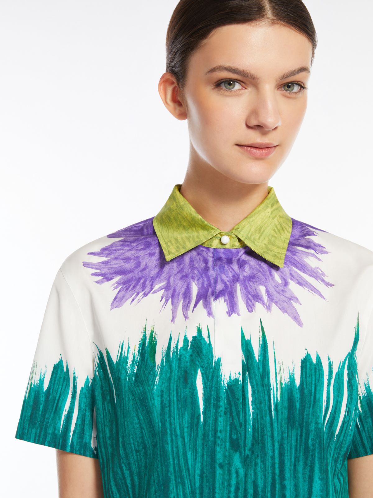 Camicia crop in cotone stampato