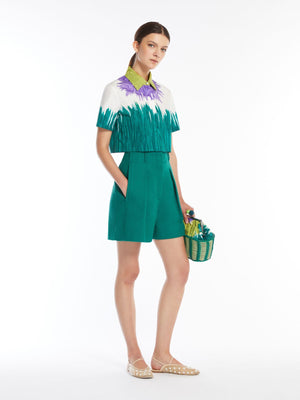 Camicia crop in cotone stampato