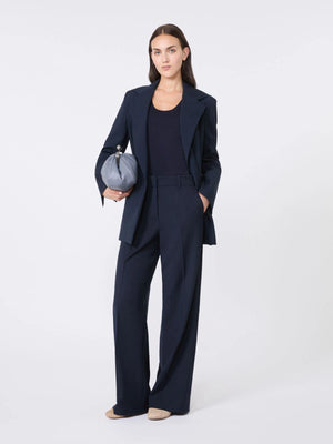 Pantalone palazzo in lana blu