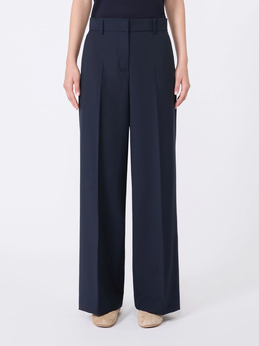 Pantalone palazzo in lana blu