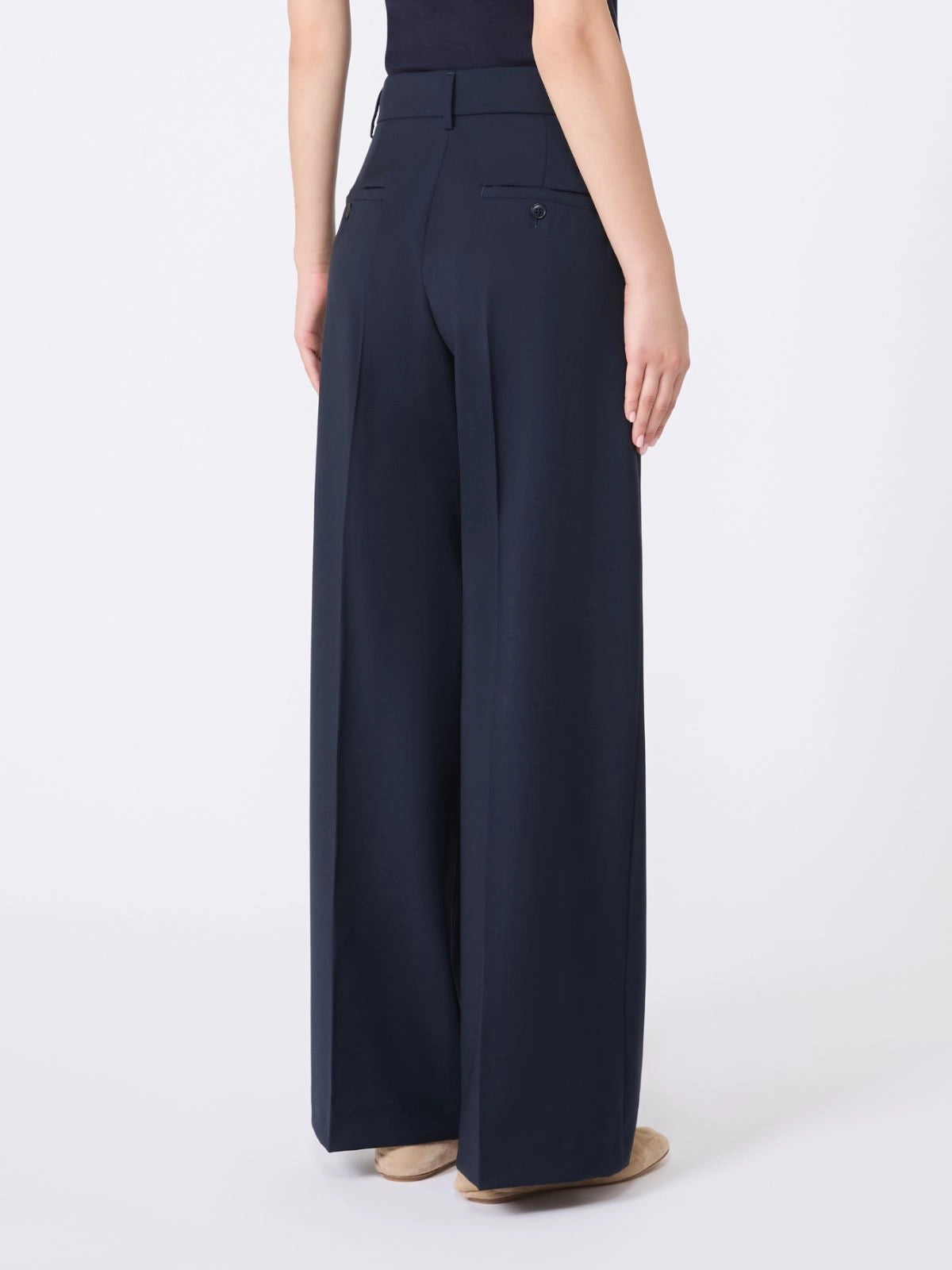 Pantalone palazzo in lana blu