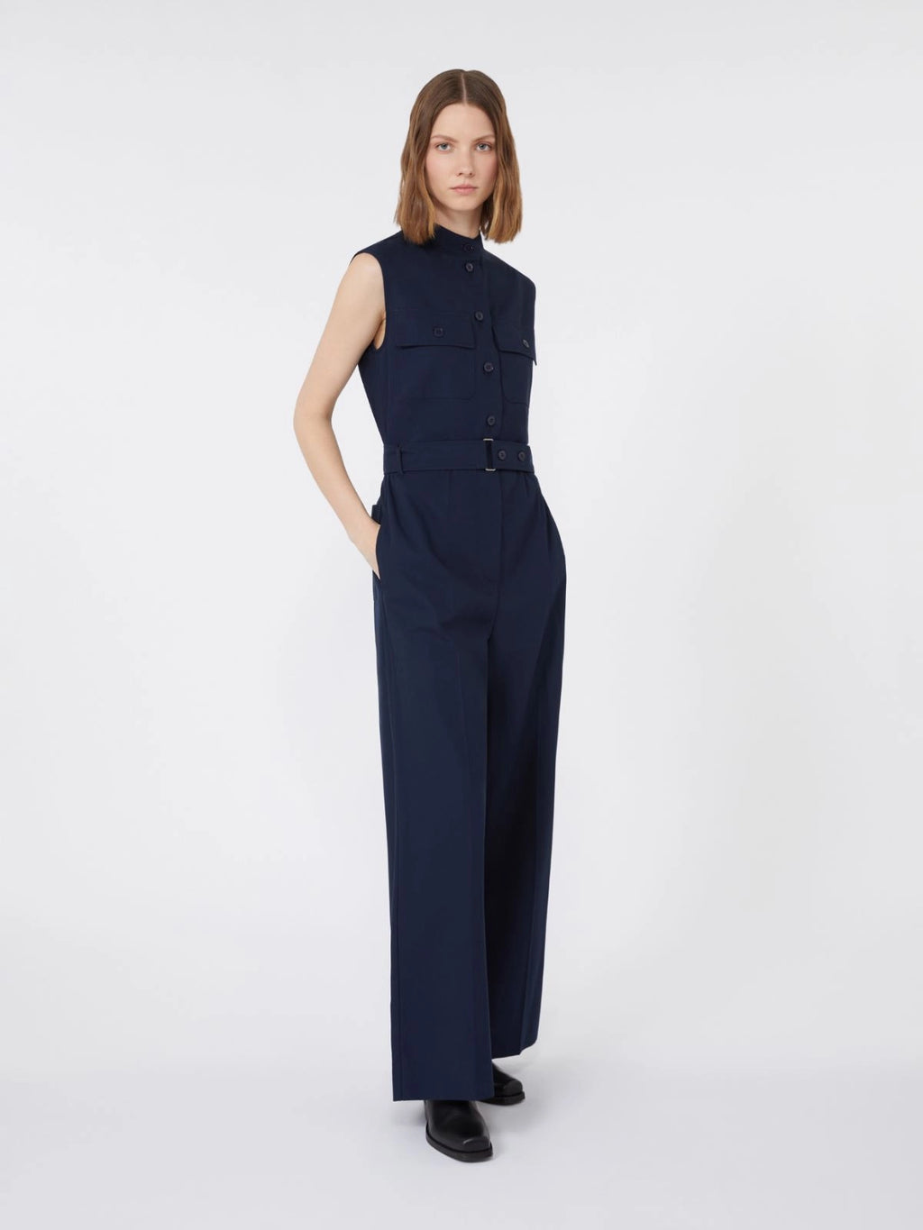Tuta in gabardina di cotone blu