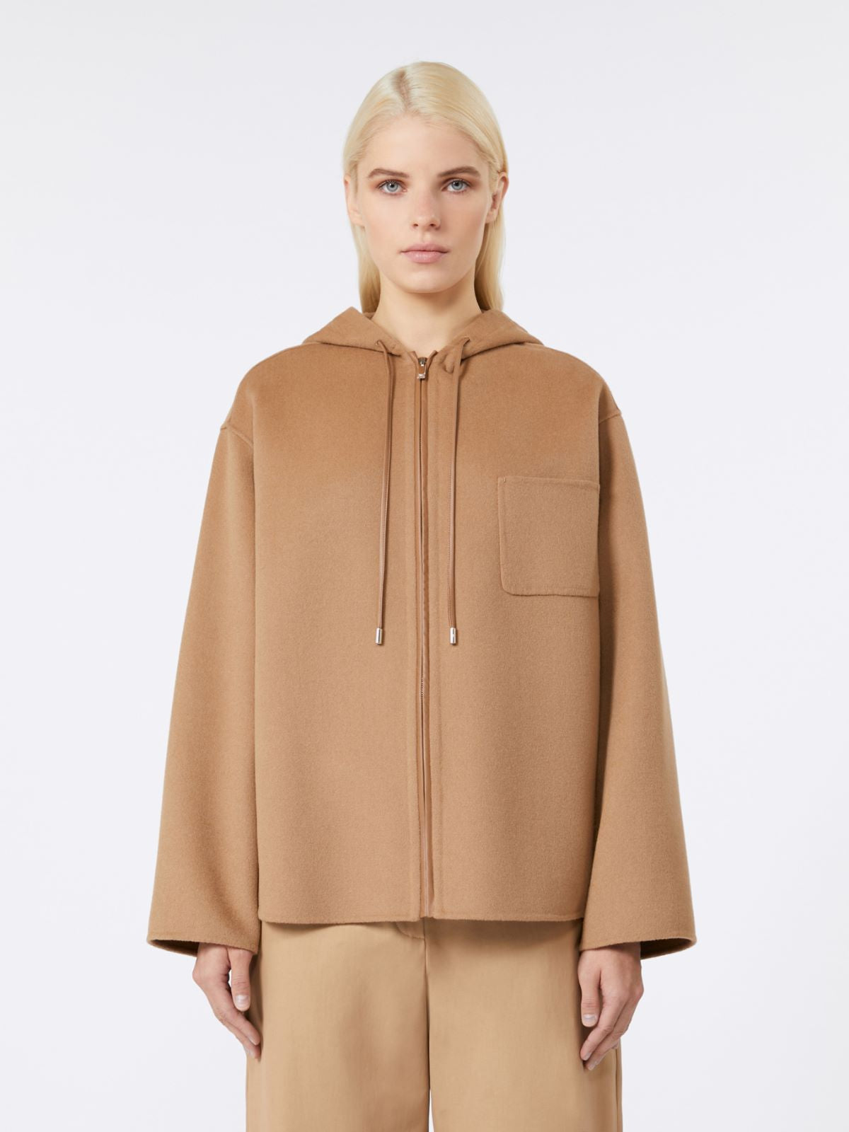Felpa in lana, cashmere e seta cammello