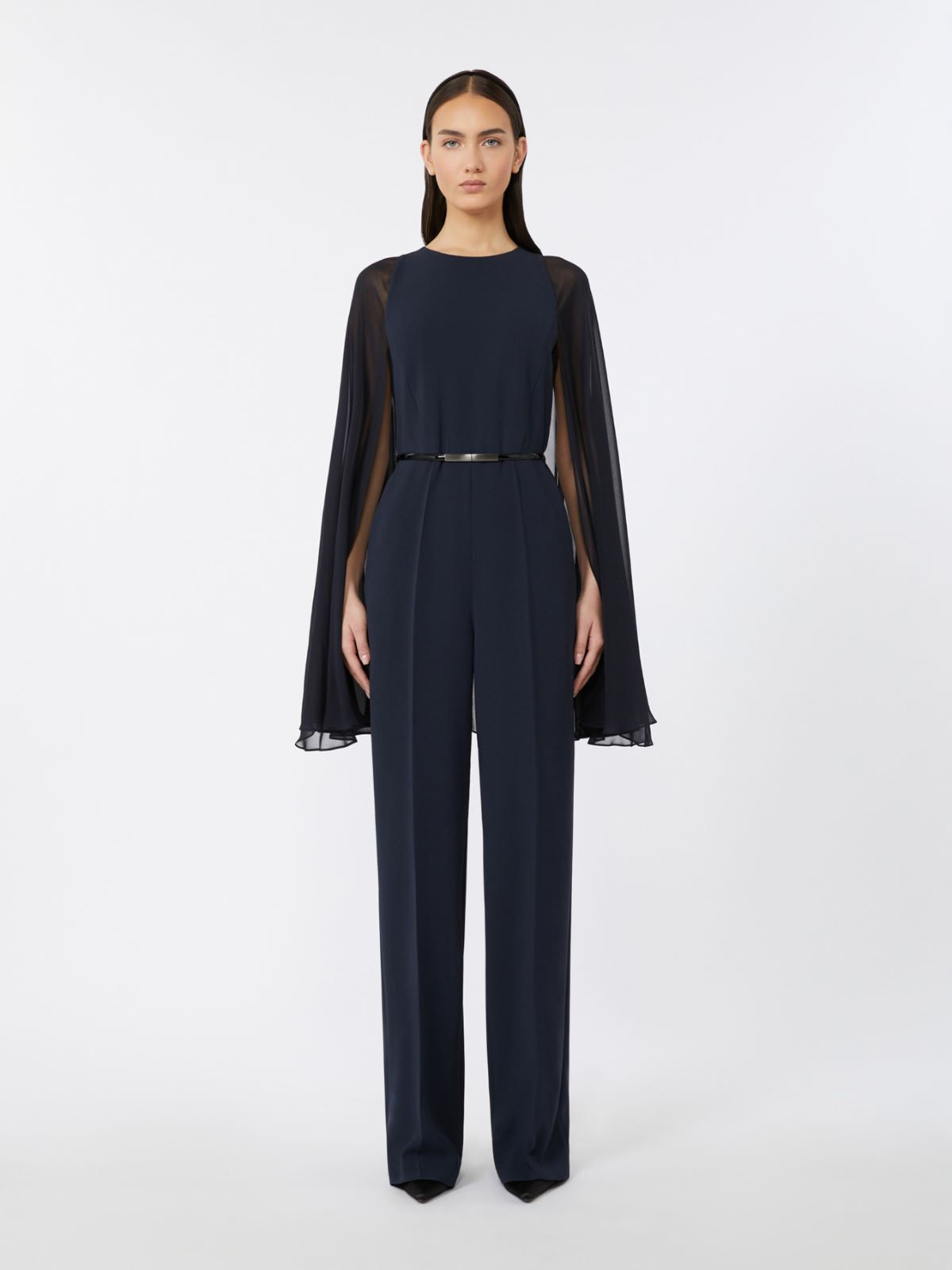 Tuta in cady con cappa blu notte