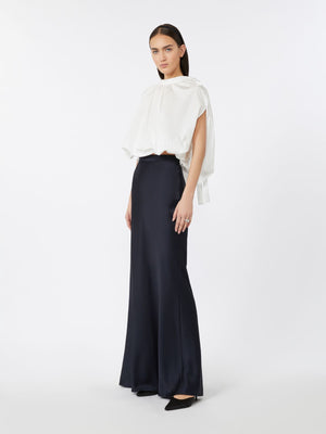 Gonna fluida in envers satin blu notte