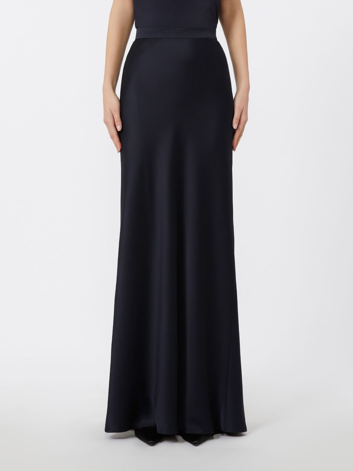Gonna fluida in envers satin blu notte