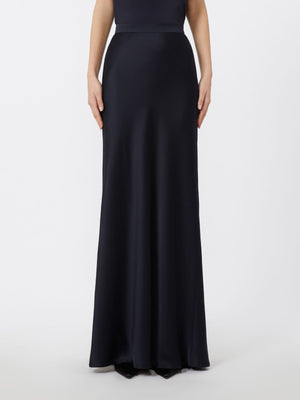 Gonna fluida in envers satin blu notte