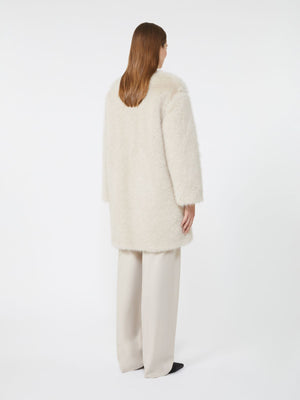 Cappotto in tessuto effetto faux fur beige