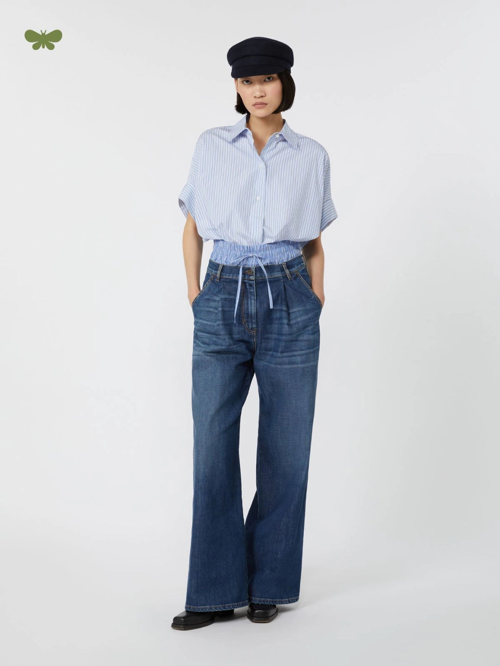 Pantalone in denim comfort blu
