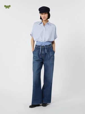 Pantalone in denim comfort blu