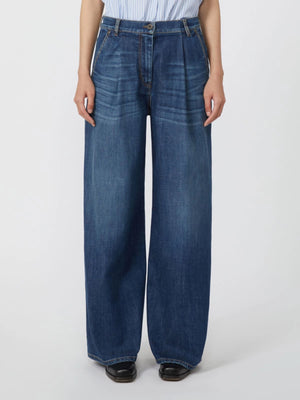 Pantalone in denim comfort blu