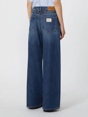 Pantalone in denim comfort blu