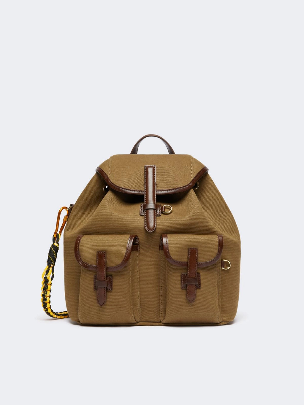 Zaino in cotone e pelle bronzo