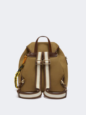 Zaino in cotone e pelle bronzo