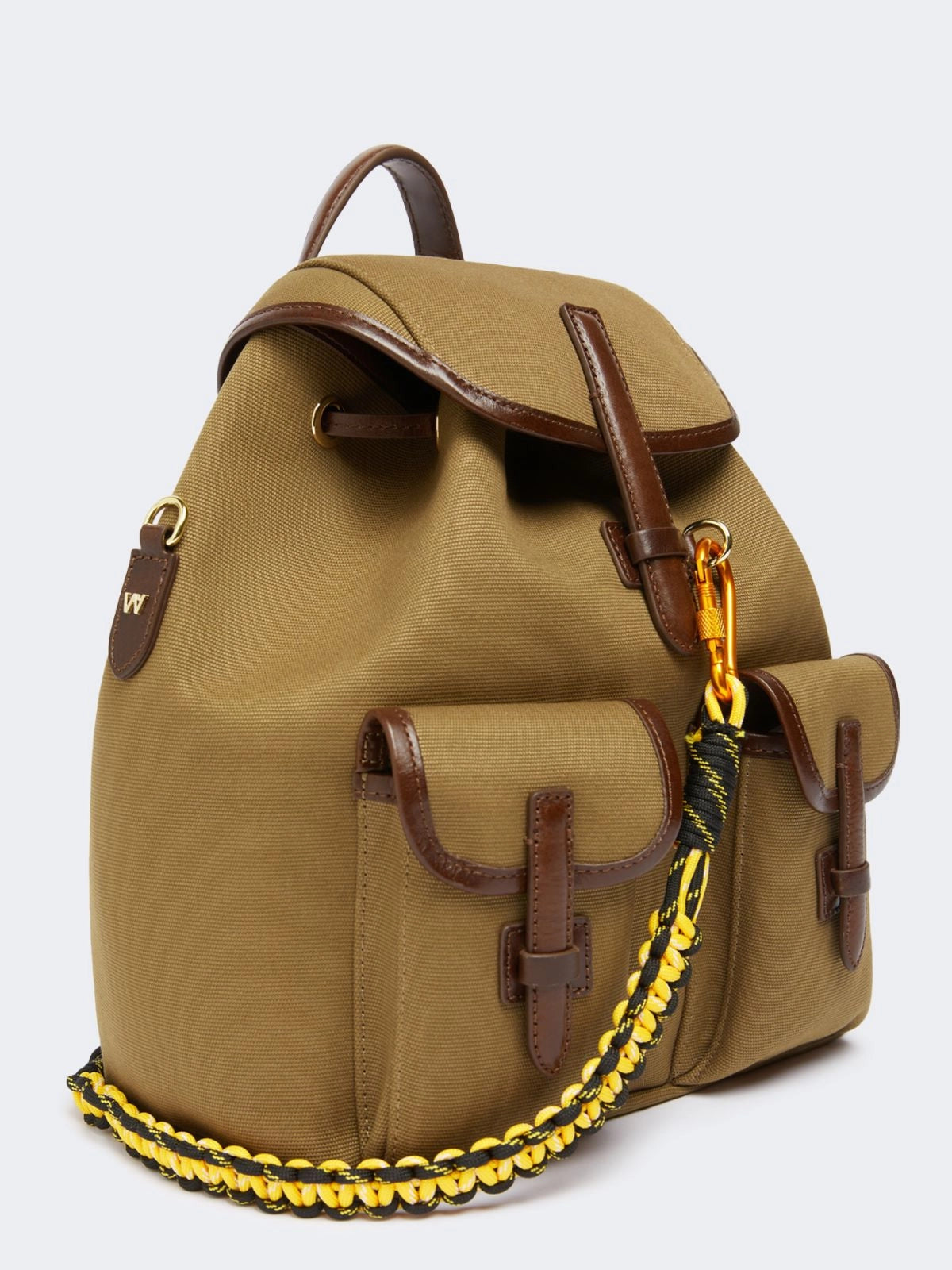 Zaino in cotone e pelle bronzo