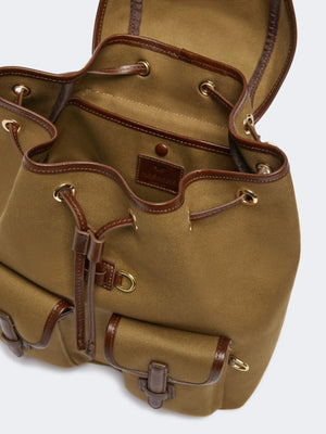 Zaino in cotone e pelle bronzo