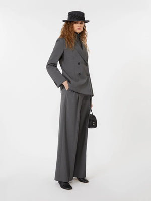 Blazer doppiopetto in tela di lana grigio medio