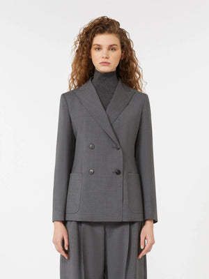 Blazer doppiopetto in tela di lana grigio medio