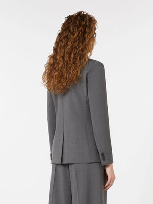 Blazer doppiopetto in tela di lana grigio medio