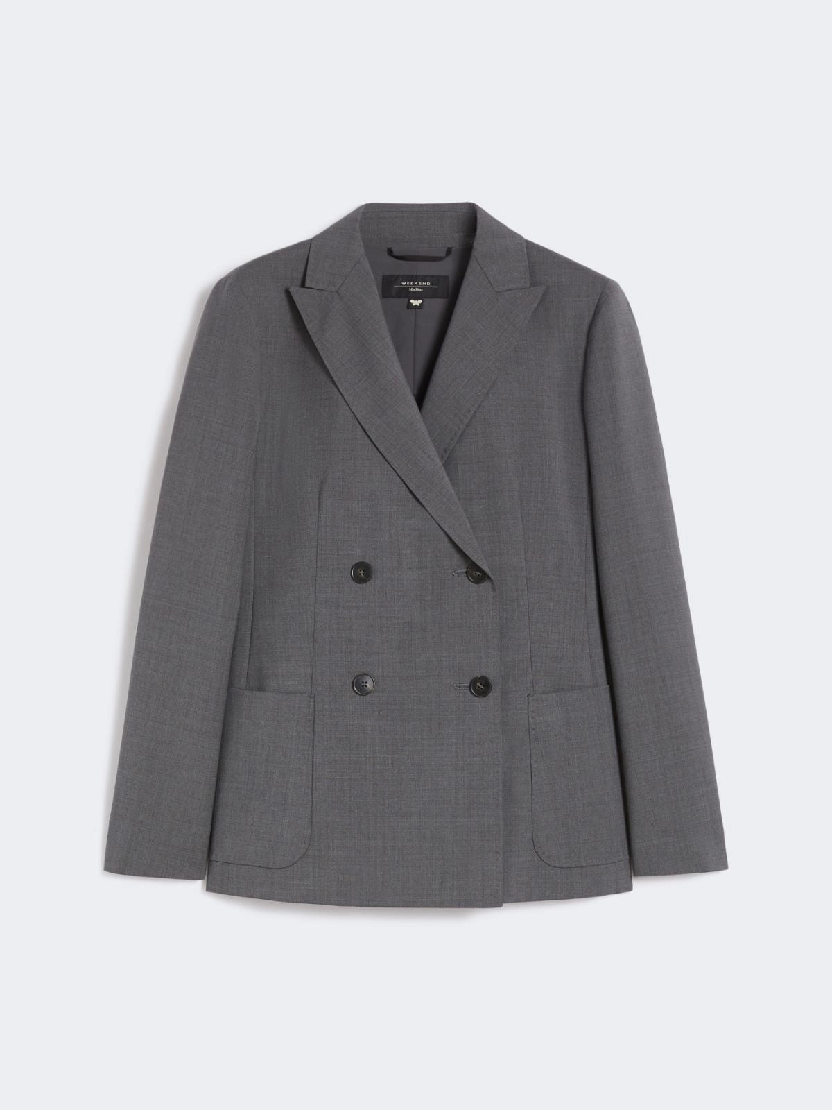 Blazer doppiopetto in tela di lana grigio medio