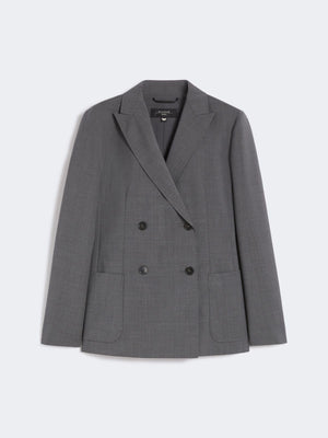 Blazer doppiopetto in tela di lana grigio medio