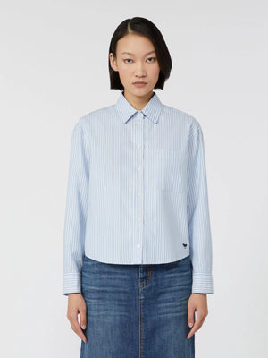 Camicia in Oxford di cotone bastoncino azzurro