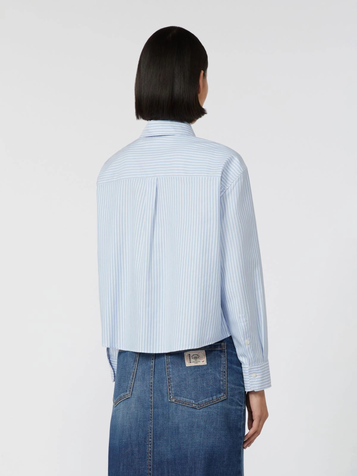 Camicia in Oxford di cotone bastoncino azzurro