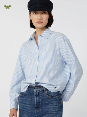 Camicia in Oxford di cotone bastoncino azzurro