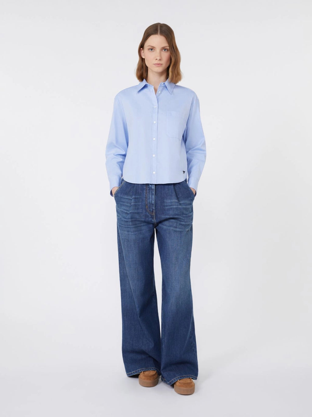 Camicia in Oxford di cotone azzurra