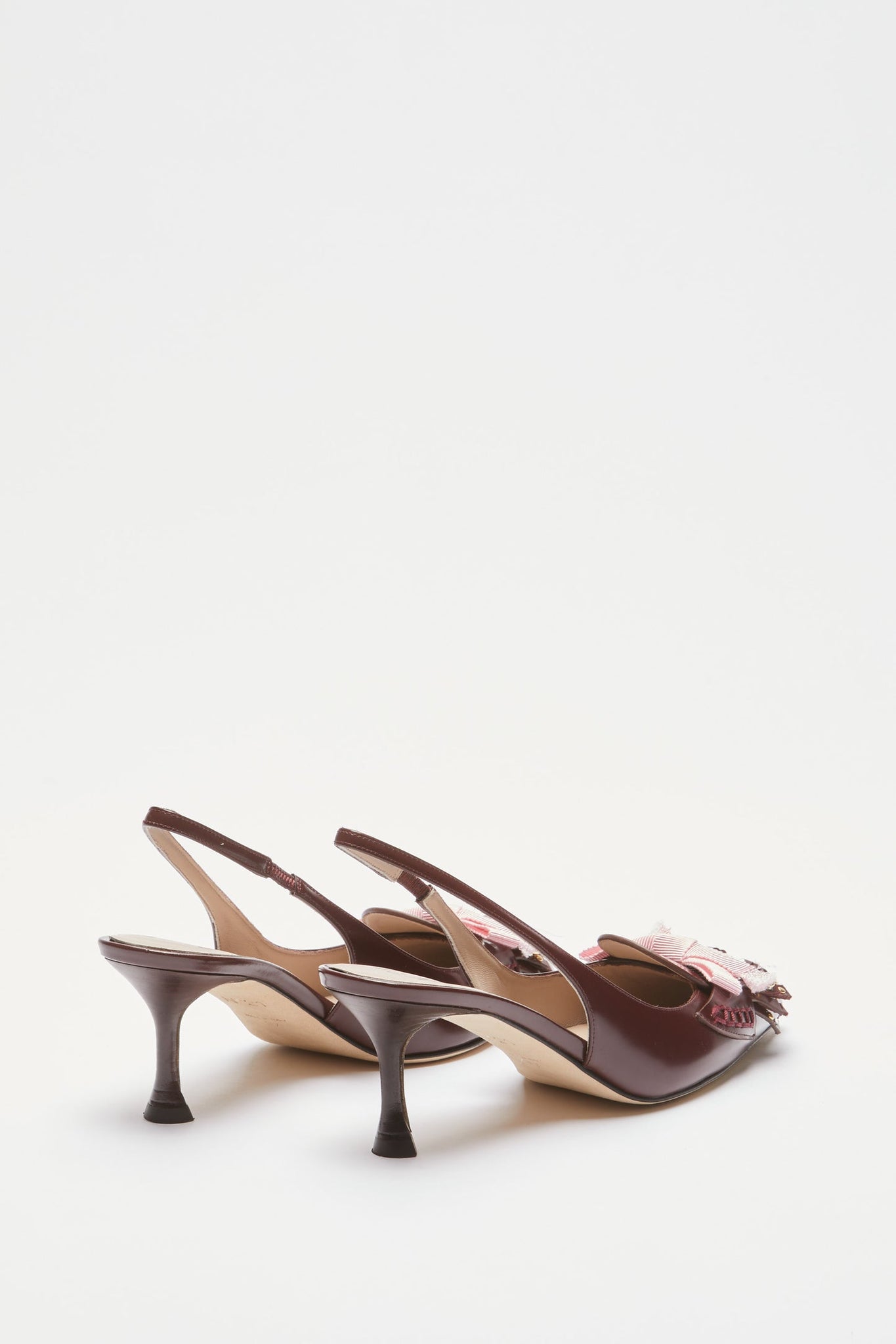 Slingback con frange e borchie bordeaux
