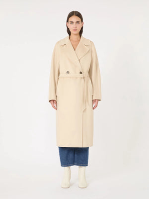 Cappotto doppiopetto in lana avorio
