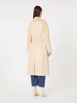 Cappotto doppiopetto in lana avorio
