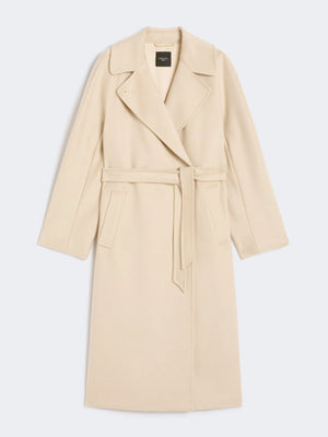 Cappotto doppiopetto in lana avorio