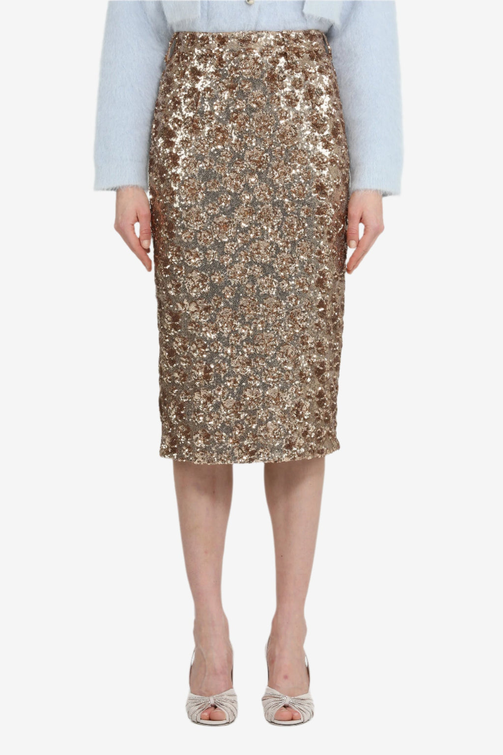 Gonna a tubino con tessuto paillettes