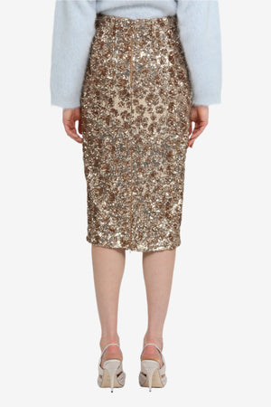 Gonna a tubino con tessuto paillettes