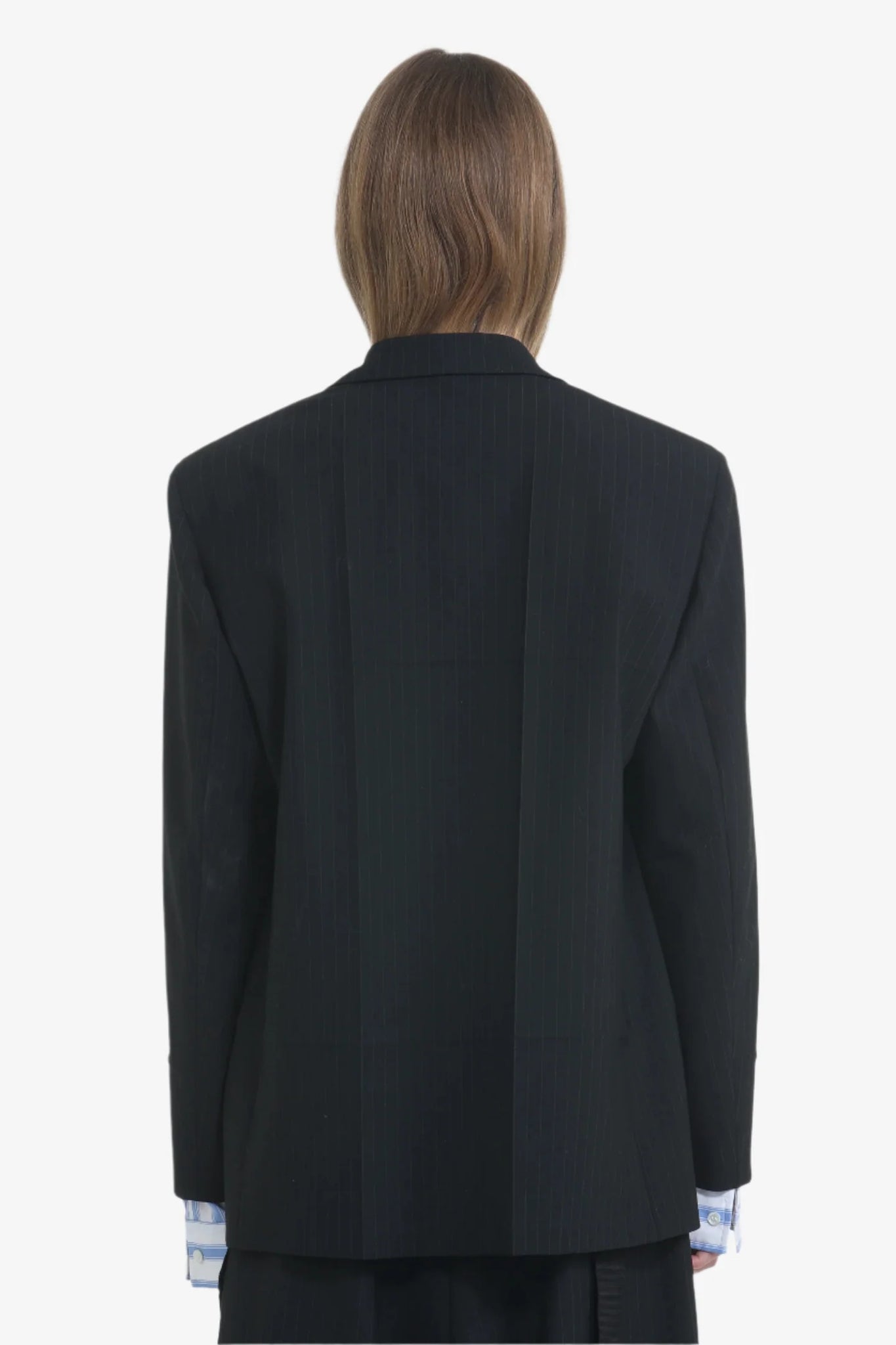 Blazer oversize gessato con spalline