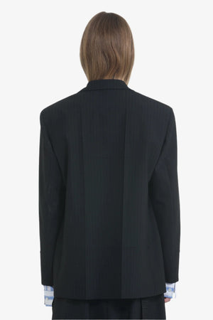 Blazer oversize gessato con spalline