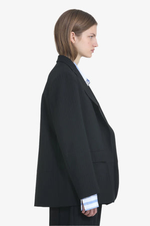 Blazer oversize gessato con spalline