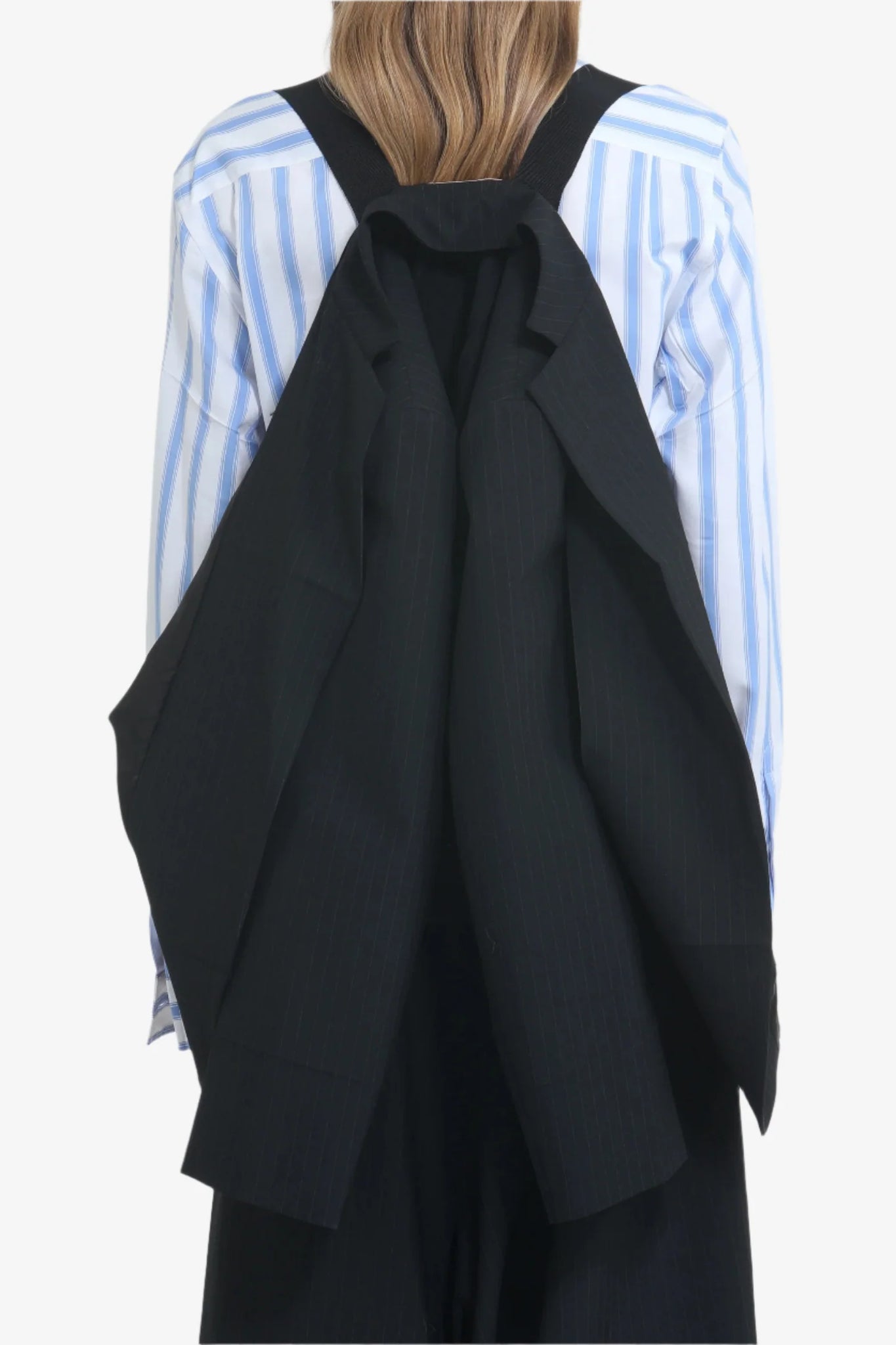 Blazer oversize gessato con spalline