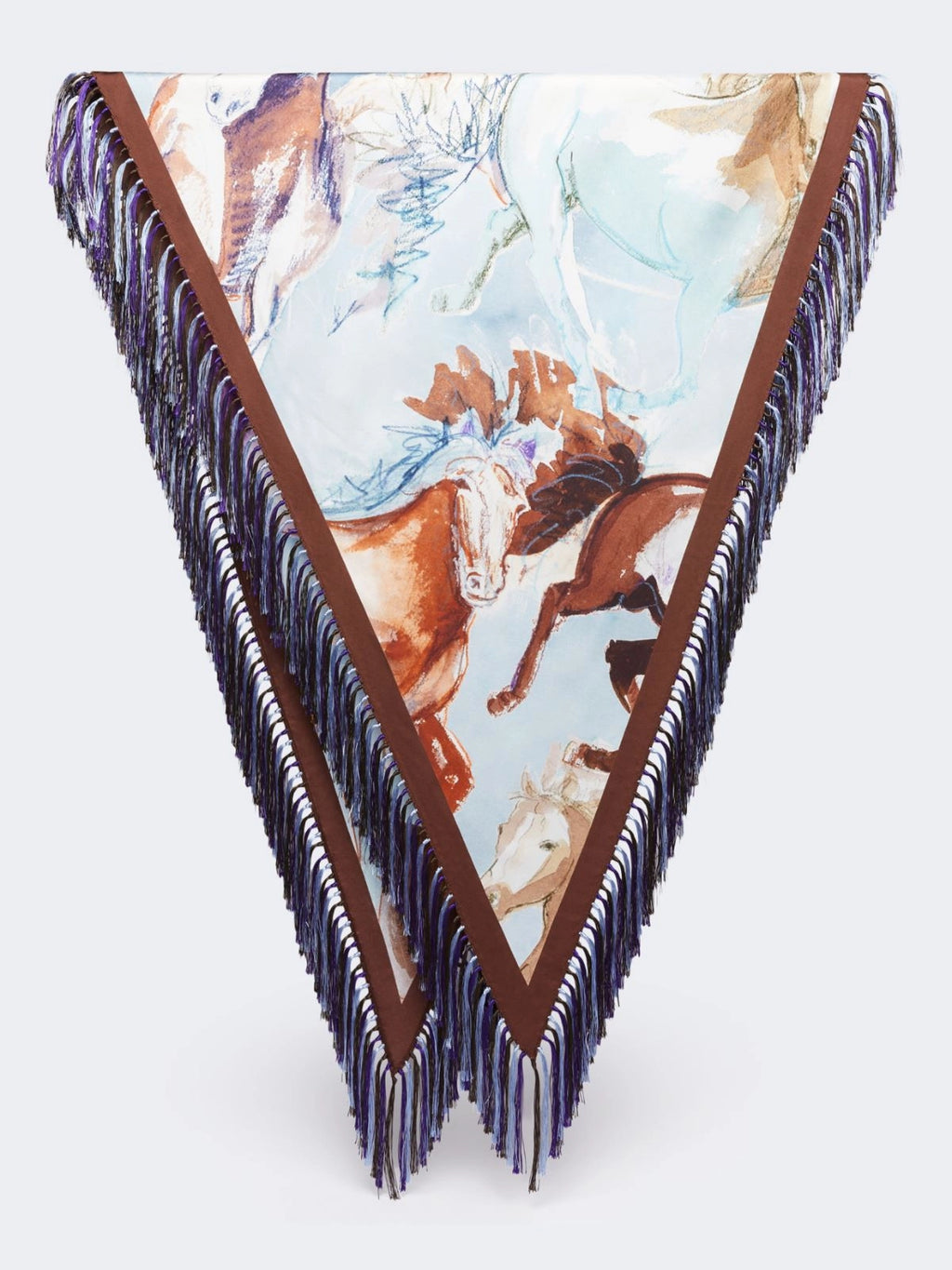 Foulard in seta stampata con frange