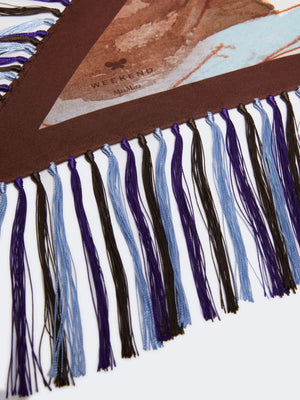 Foulard in seta stampata con frange