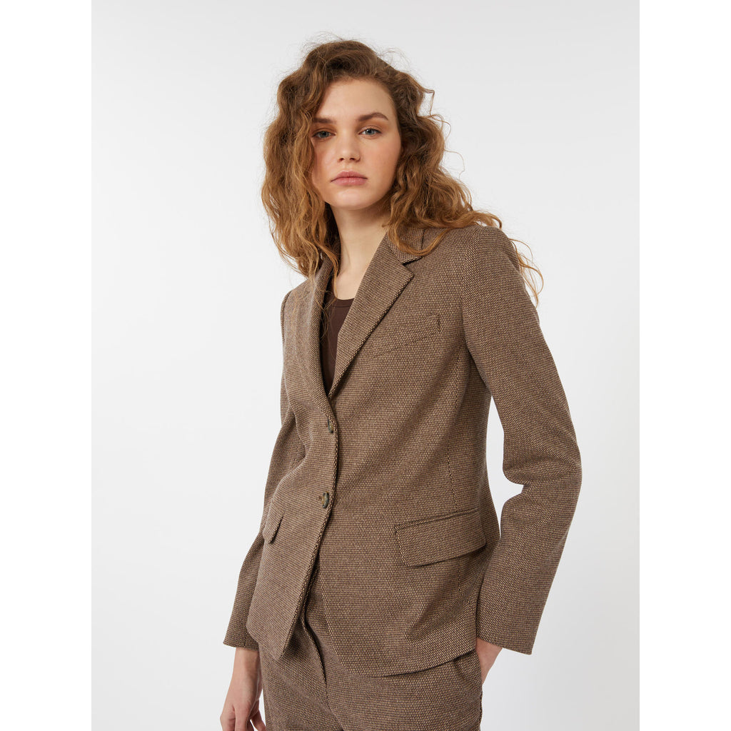 Blazer in jersey tinto filo cioccolato