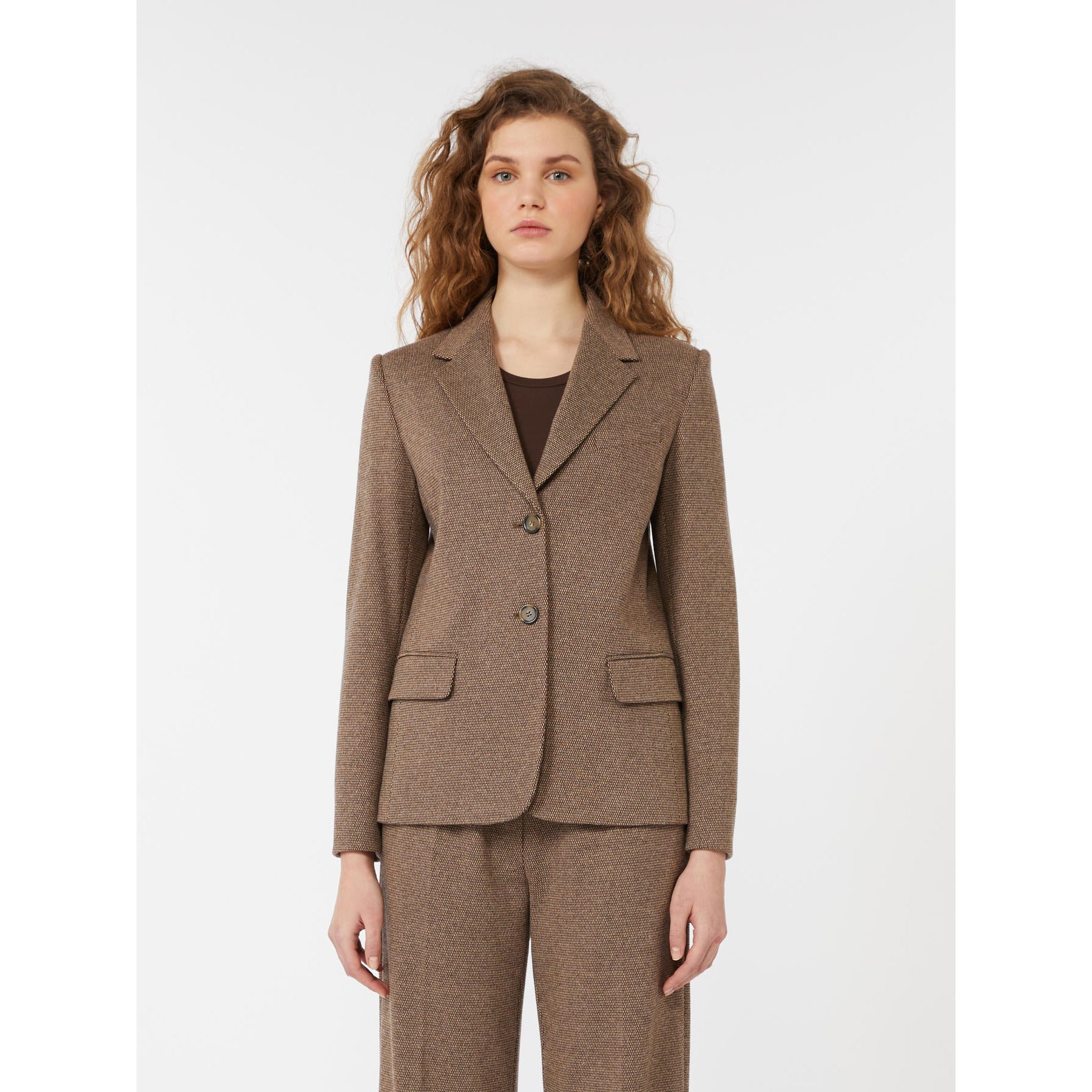 Blazer in jersey tinto filo cioccolato