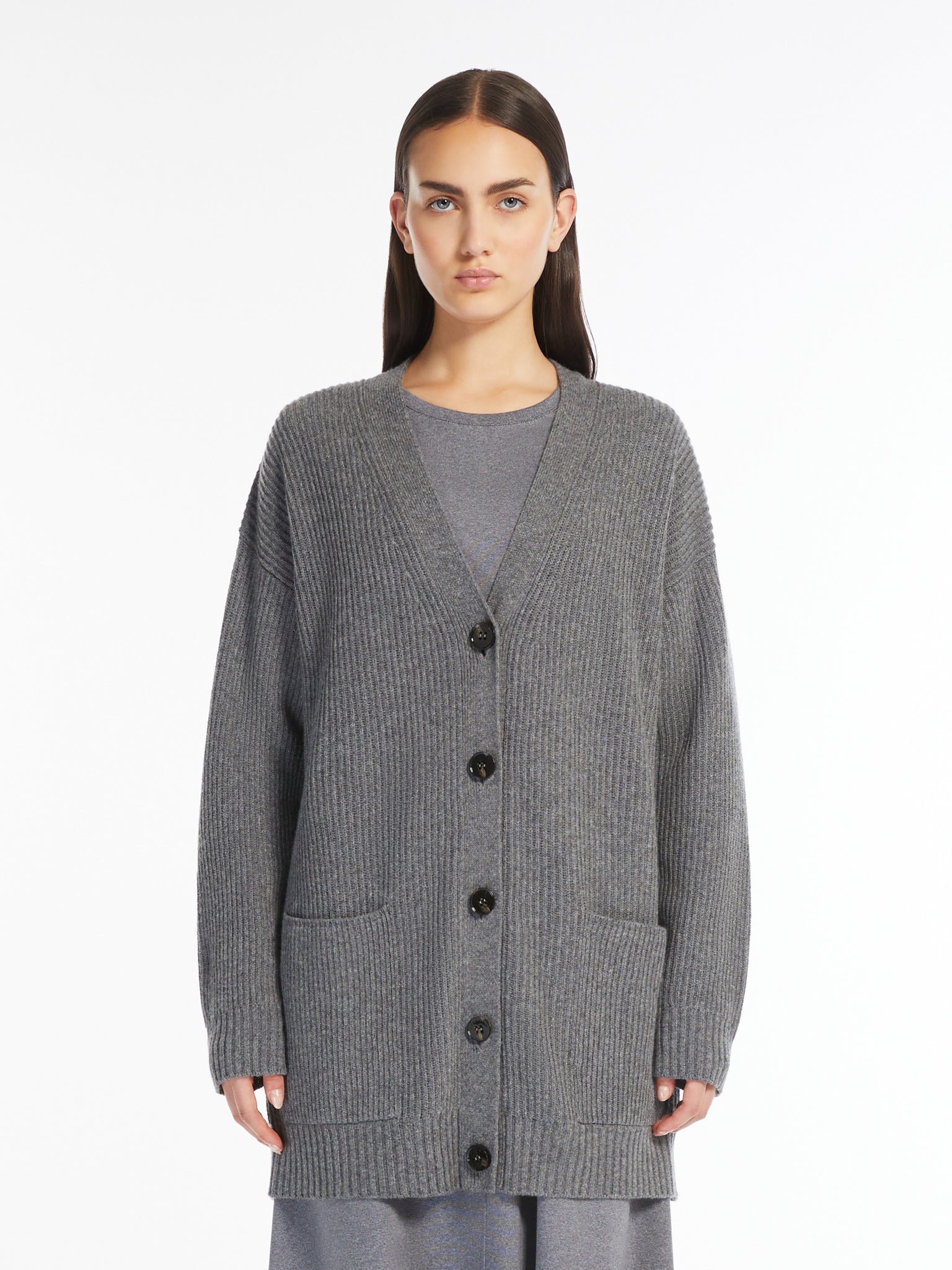 Cardigan over in lana, viscosa e cashmere